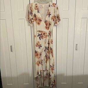 Leith High/Low Floral Maxi Wrap Dress